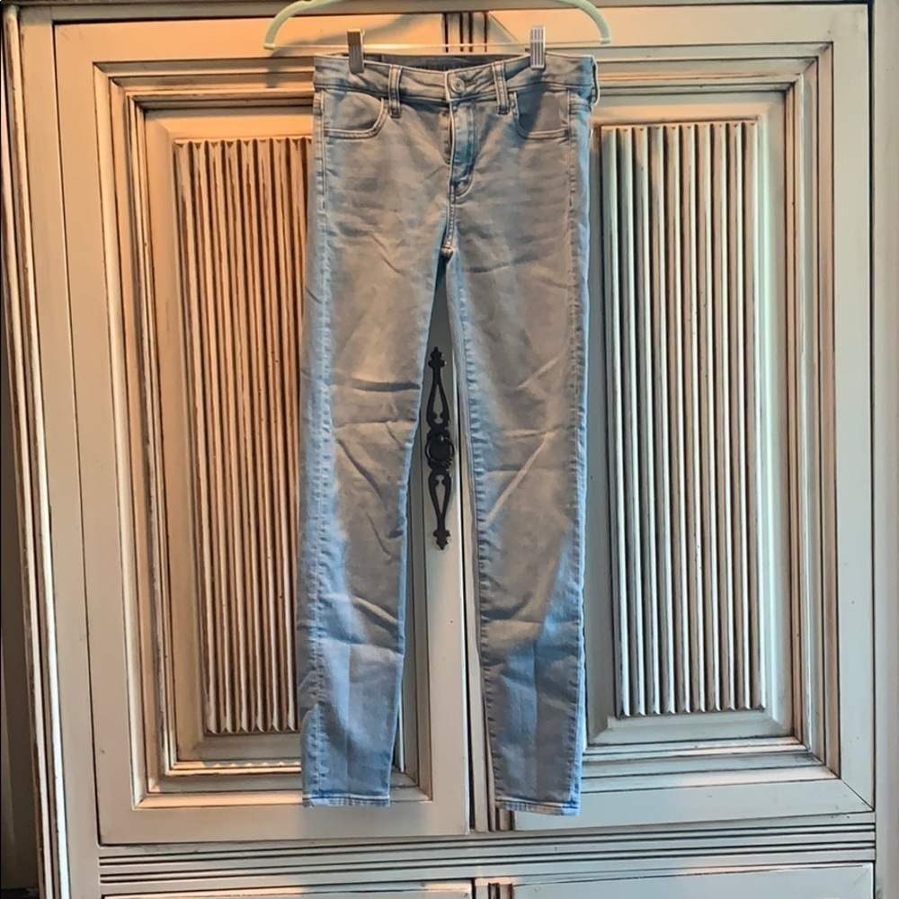 AE Super Stretch Skinny HW Jegging Light Wash 8/18​​​​​​​​​ - Picture 3 of 8
